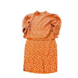 **SOLD** Anthropologie Maeve  Top Skirt Set Suit Orange Geometric  Size 1X